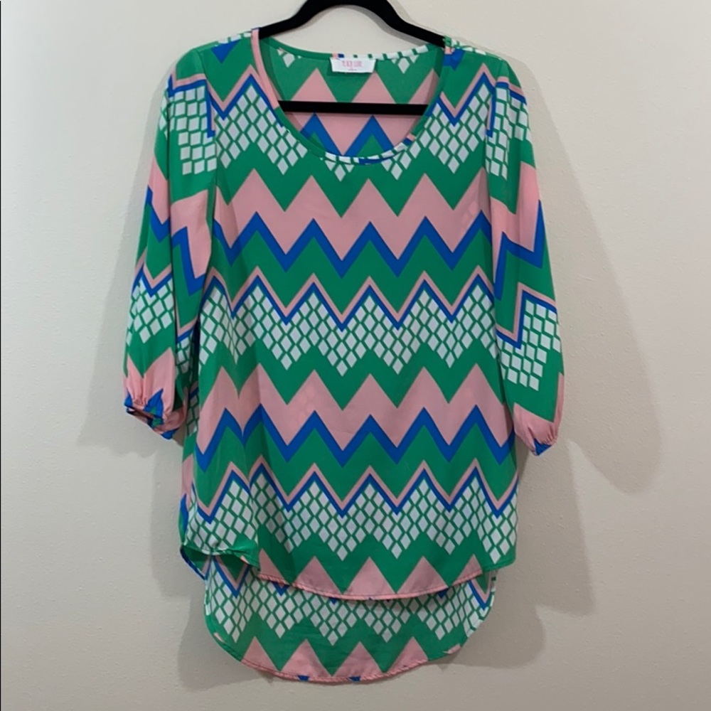 Peach Love California Chevron Top